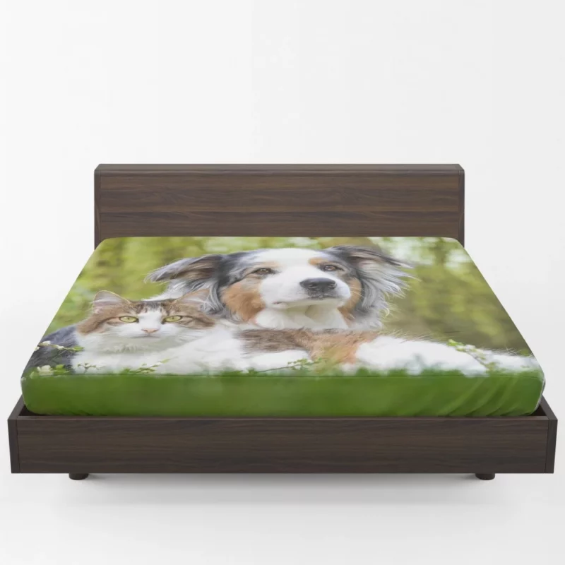 Dog & Cat Duo Furry Companions Fitted Sheet