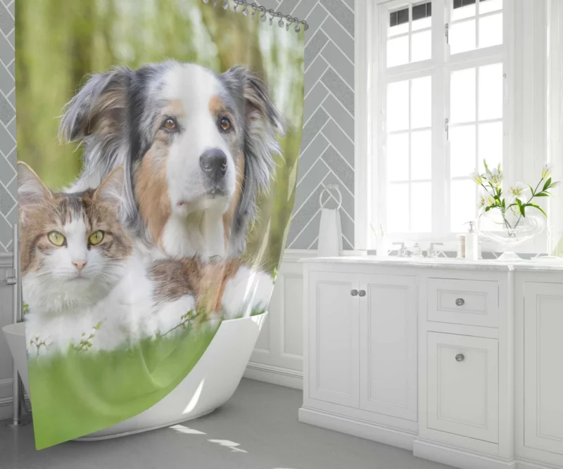 Dog & Cat Duo Furry Companions Shower Curtain 1