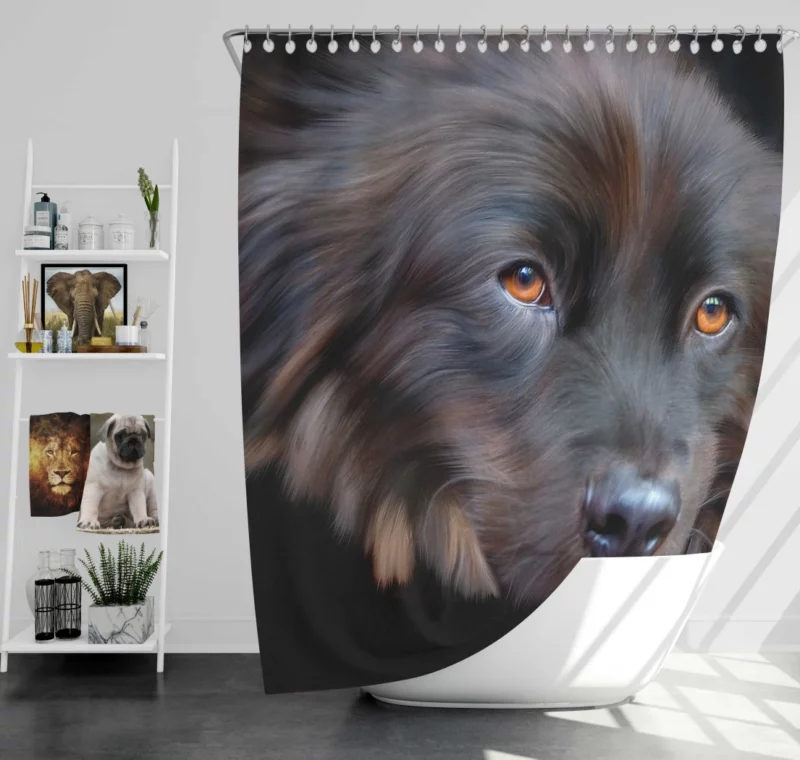 Dog Cute Face Furry Charm Shower Curtain