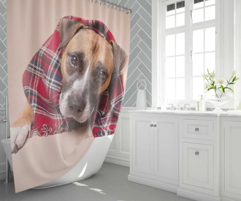 Dog Muzzle and Scarf Stylish Canine Shower Curtain 1