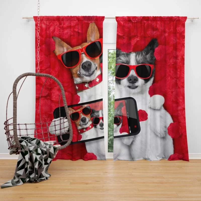 Dog Romantic Rose Infatuation Curtain