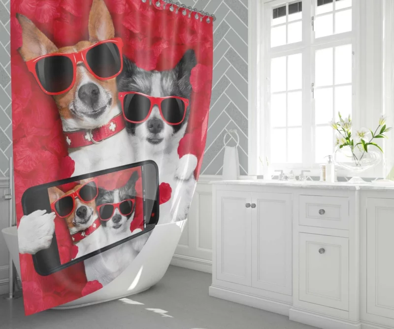 Dog Romantic Rose Infatuation Shower Curtain 1