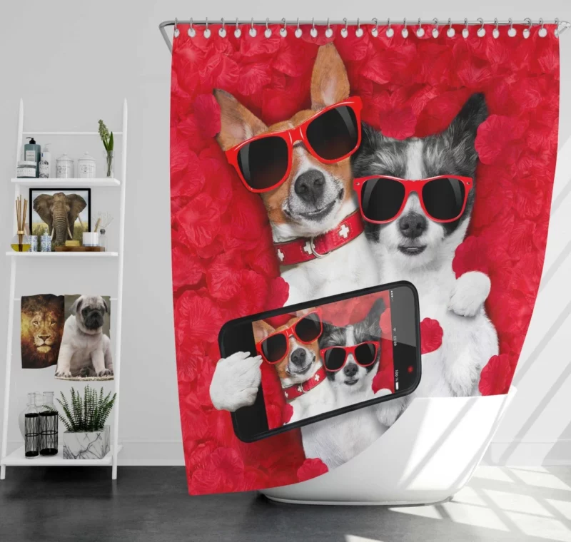 Dog Romantic Rose Infatuation Shower Curtain