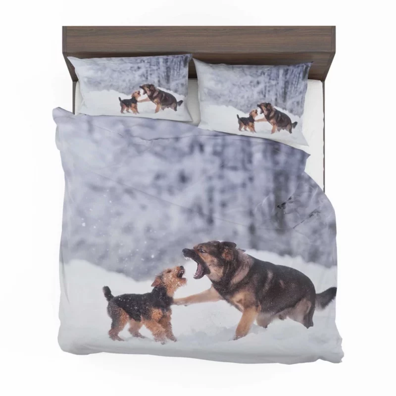 Dog Winter Play Joyful Interaction Bedding Set 1