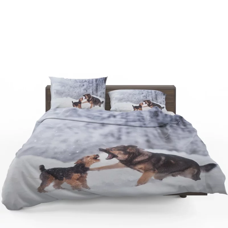 Dog Winter Play Joyful Interaction Bedding Set