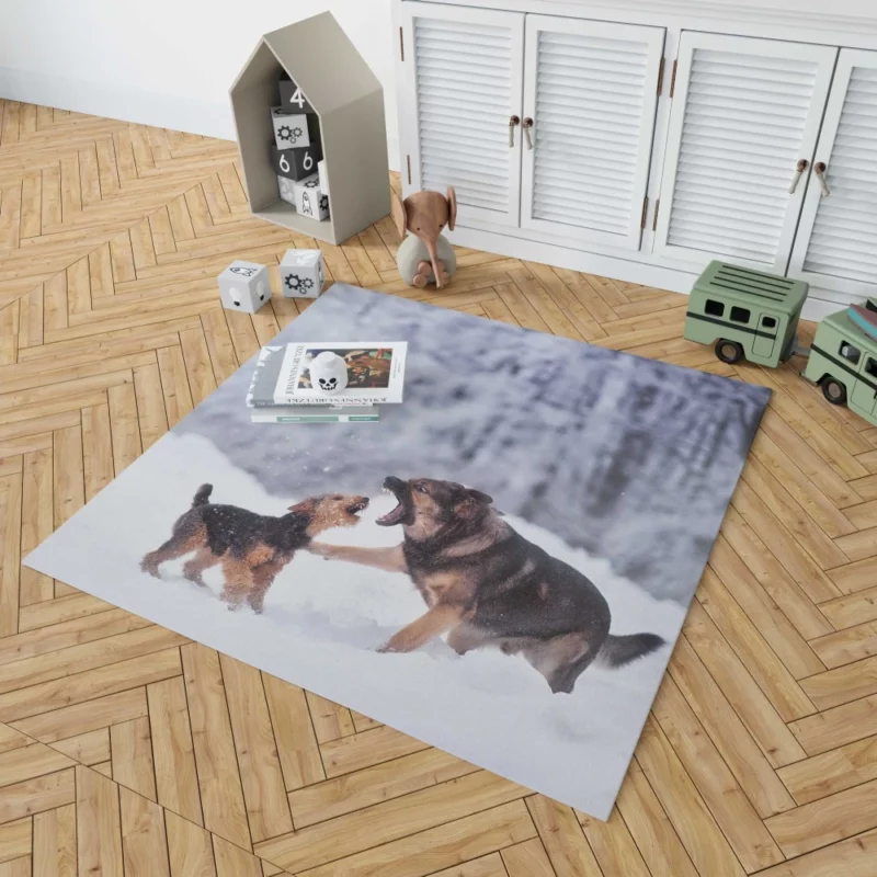 Dog Winter Play Joyful Interaction Rug 1