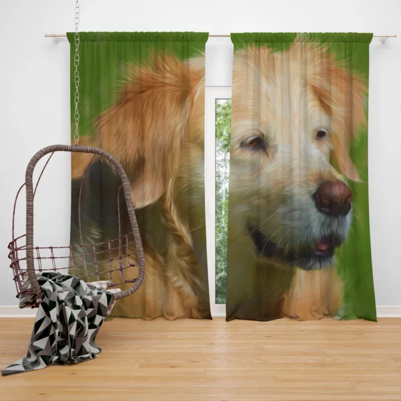 Dog in Oil Paint Filter Artistic Expression Curtain