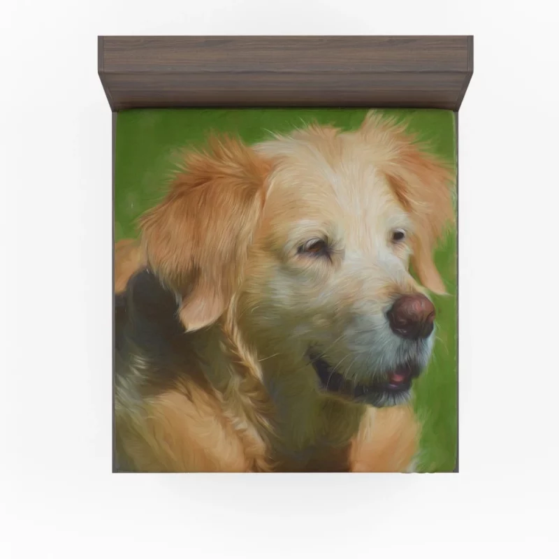 Dog in Oil Paint Filter Artistic Expression Fitted Sheet 1