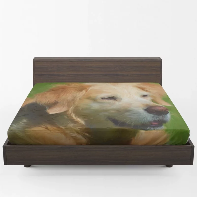 Dog in Oil Paint Filter Artistic Expression Fitted Sheet