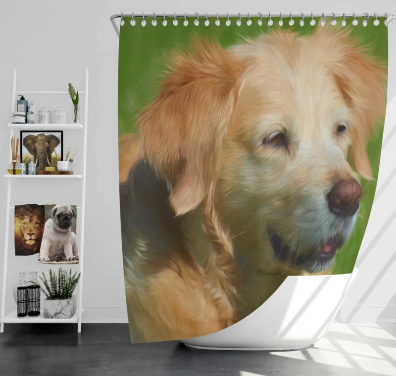 Dog in Oil Paint Filter Artistic Expression Shower Curtain