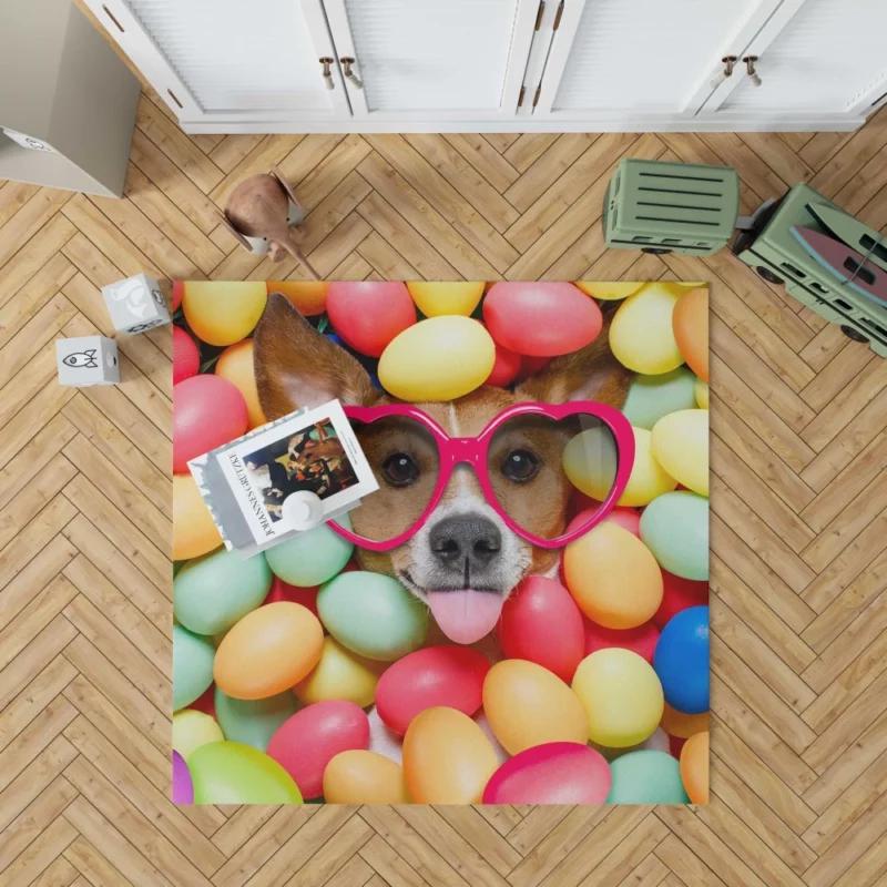 Dog in Sunglasses Easter Mischief Rug