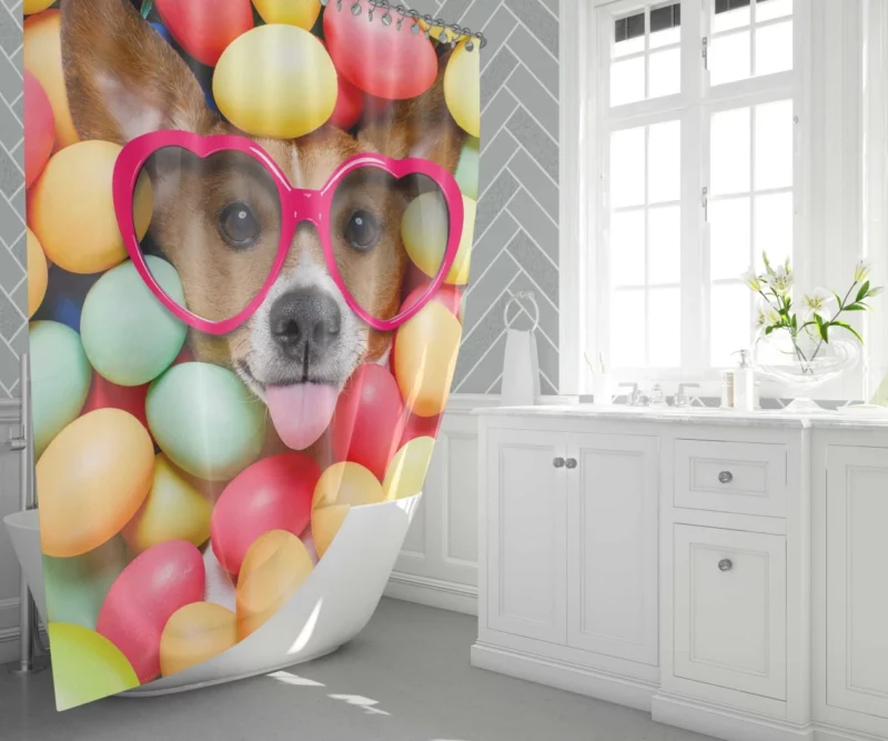 Dog in Sunglasses Easter Mischief Shower Curtain 1