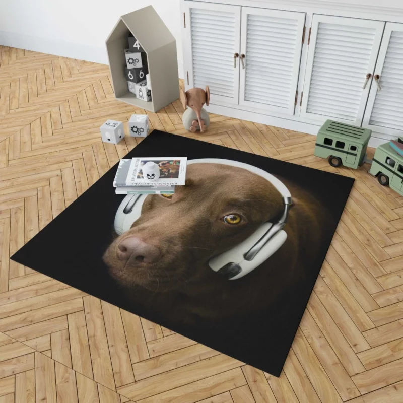 Dog with Headphones Musical Pooch Rug 1