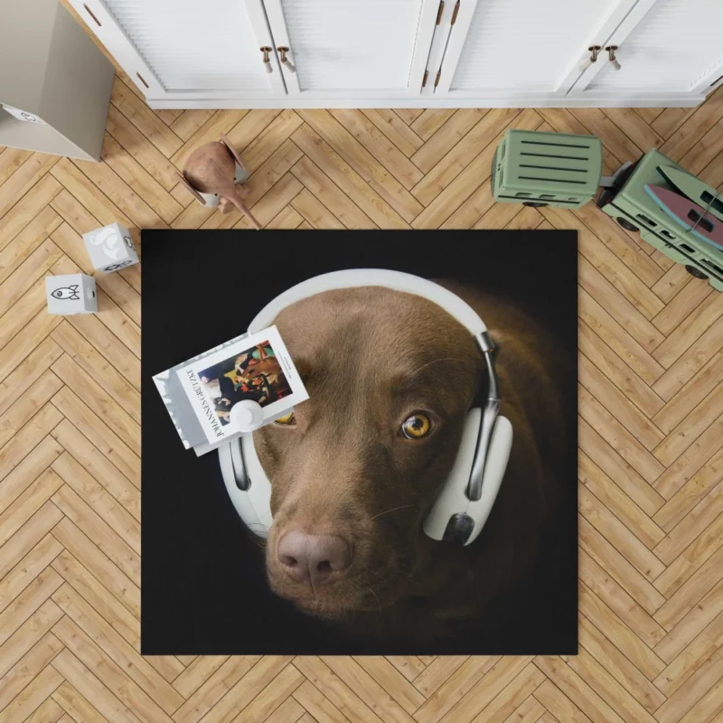 Dog with Headphones Musical Pooch Rug