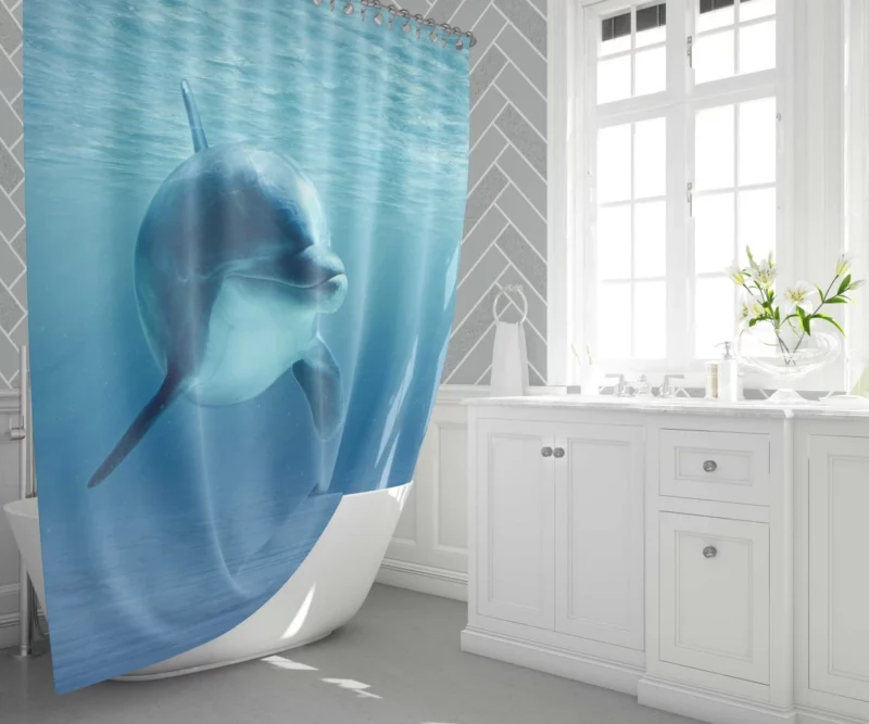 Dolphin Sunbeam Dance Ocean Delight Shower Curtain 1