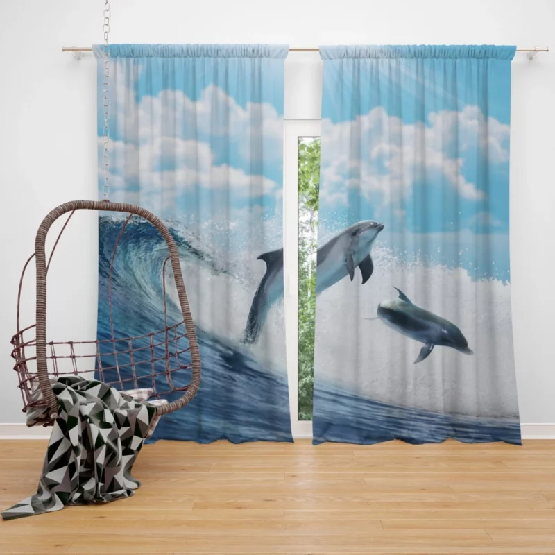 Dolphins Dance Oceanic Harmony Curtain