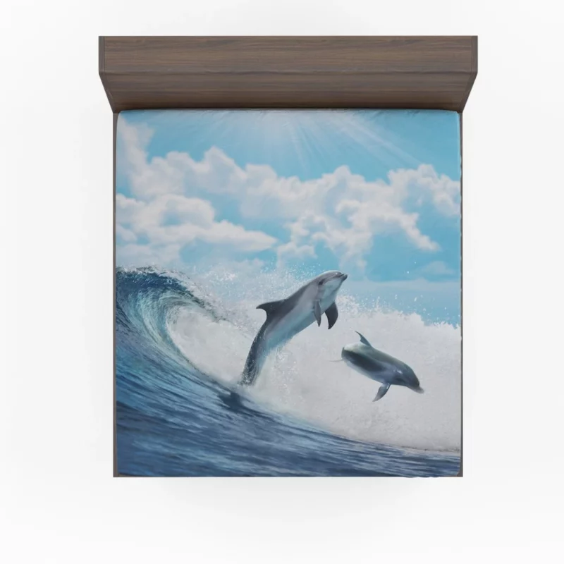 Dolphins Dance Oceanic Harmony Fitted Sheet 1