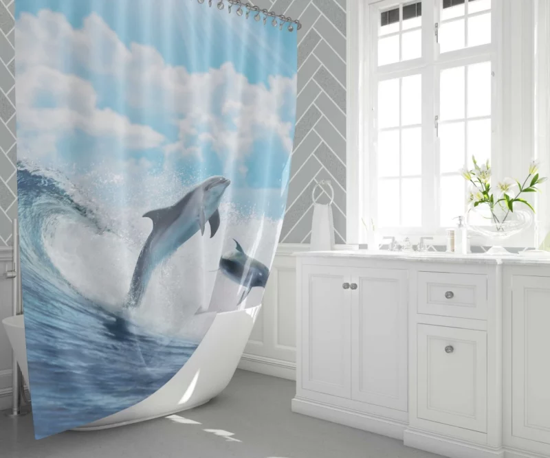 Dolphins Dance Oceanic Harmony Shower Curtain 1