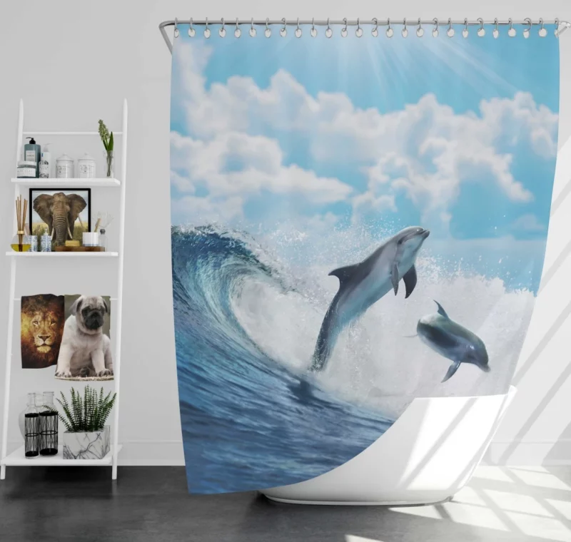 Dolphins Dance Oceanic Harmony Shower Curtain