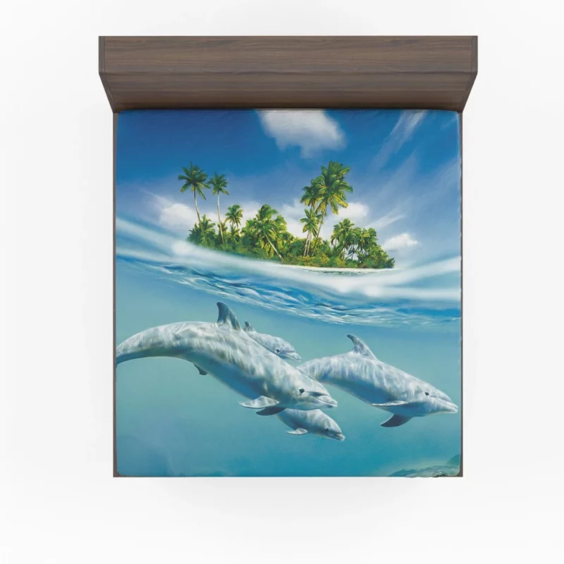 Dolphins Dance Underwater Elegance Fitted Sheet 1