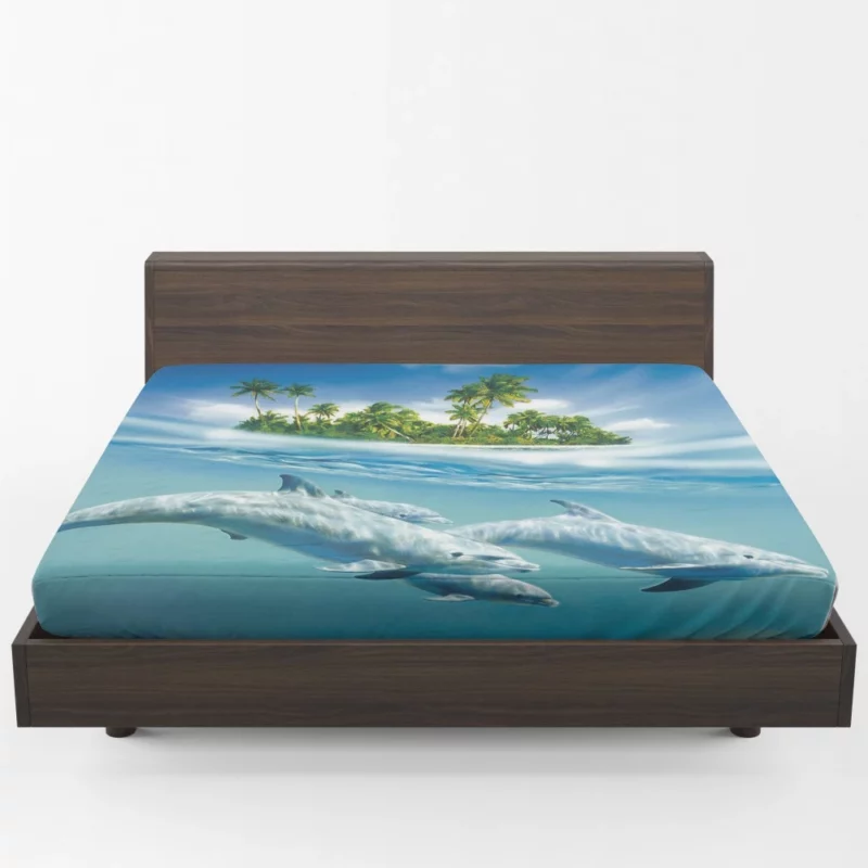 Dolphins Dance Underwater Elegance Fitted Sheet