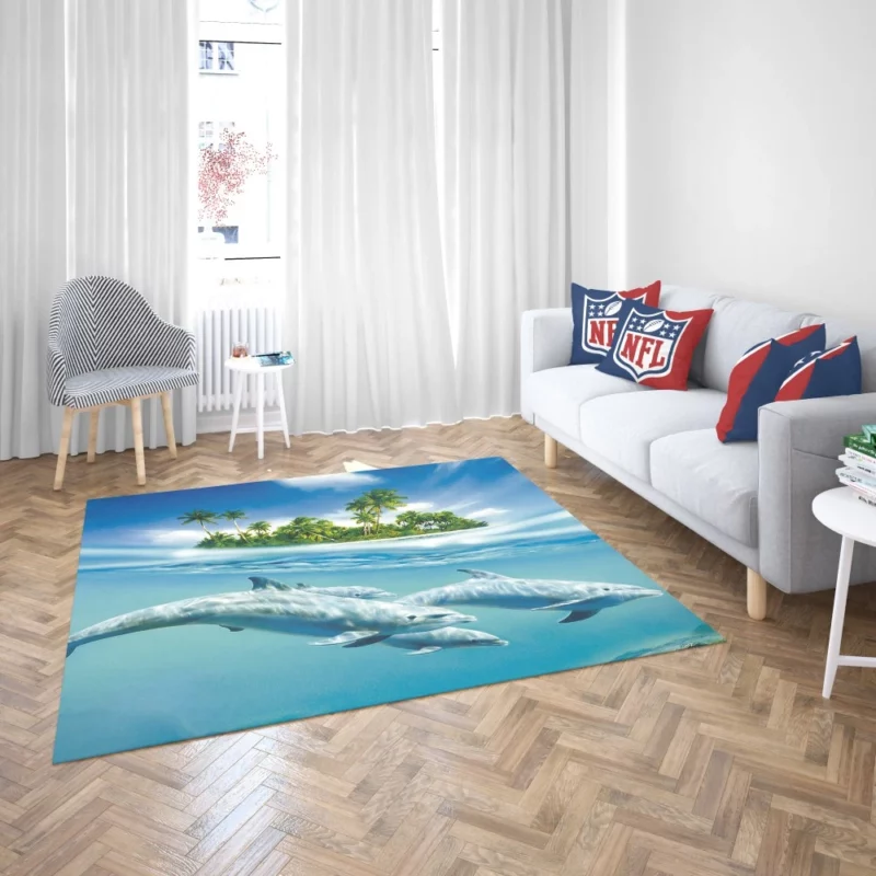 Dolphins Dance Underwater Elegance Rug 2