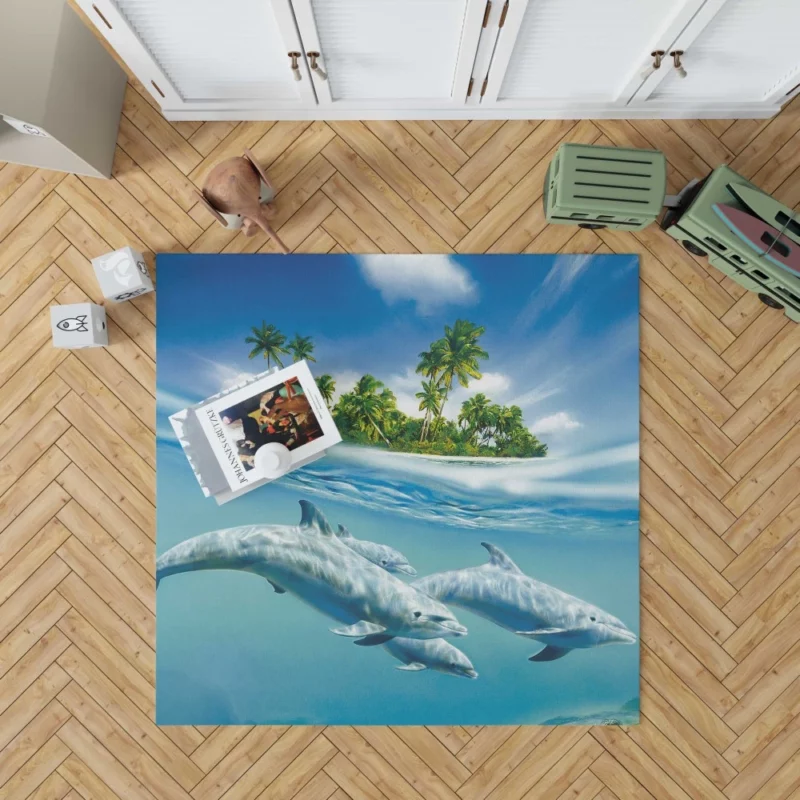 Dolphins Dance Underwater Elegance Rug