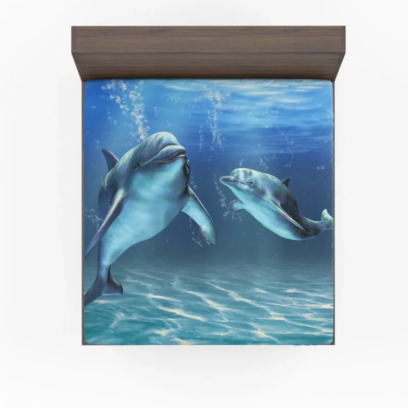 Dolphins Underwater Ballet Ocean Elegance Fitted Sheet 1