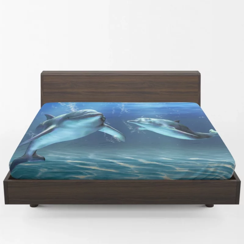 Dolphins Underwater Ballet Ocean Elegance Fitted Sheet