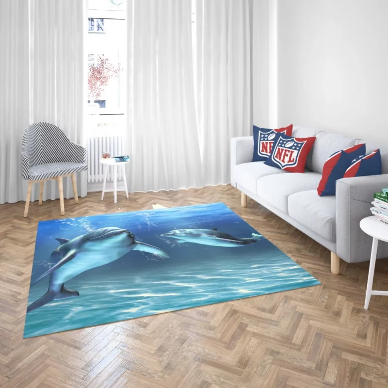 Dolphins Underwater Ballet Ocean Elegance Rug 2