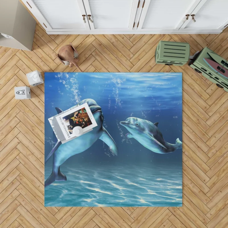 Dolphins Underwater Ballet Ocean Elegance Rug