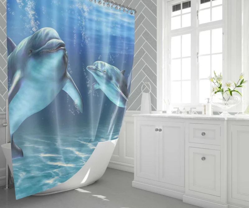 Dolphins Underwater Ballet Ocean Elegance Shower Curtain 1