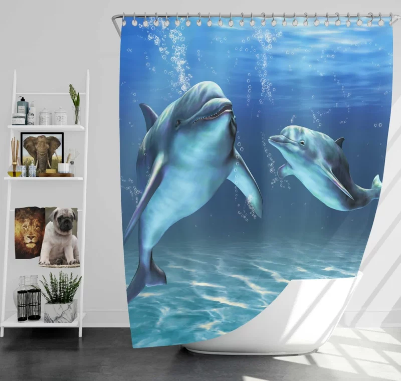 Dolphins Underwater Ballet Ocean Elegance Shower Curtain