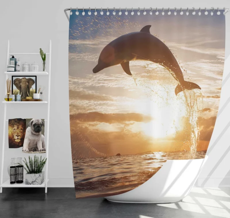 Dolphins in Sky Ocean Ballet Shower Curtain