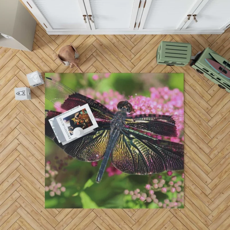 Dragonfly on Flower Nature Marvel Rug