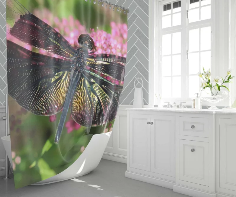 Dragonfly on Flower Nature Marvel Shower Curtain 1