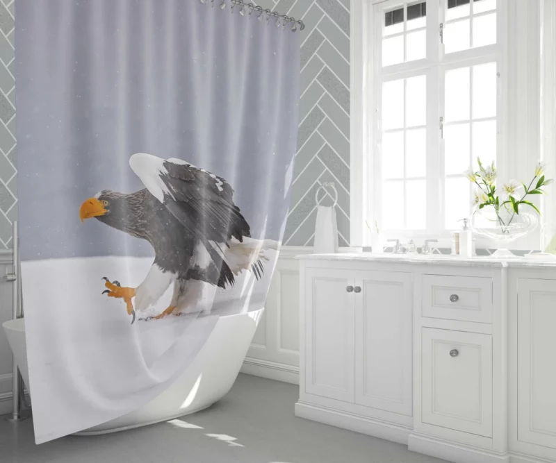 Eagle Snowy Landing Arctic Majesty Shower Curtain 1