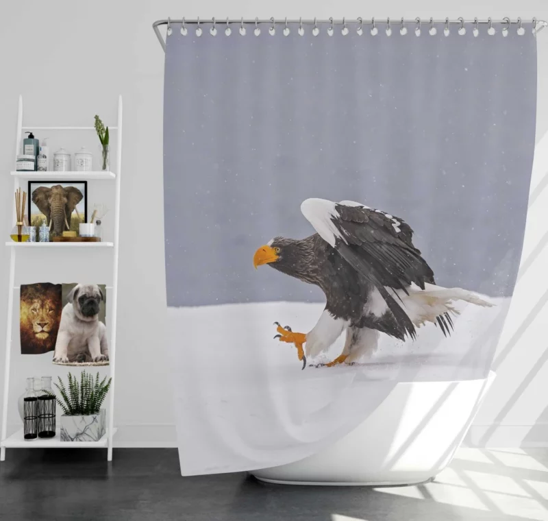 Eagle Snowy Landing Arctic Majesty Shower Curtain