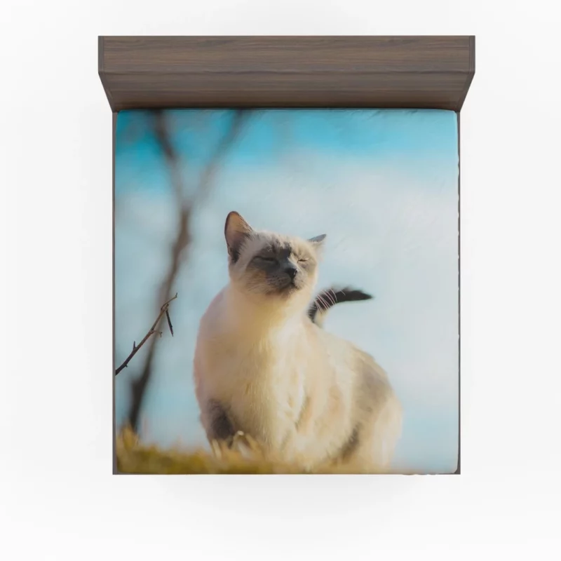 Elegance in Fur Serene Siamese Cat Fitted Sheet 1