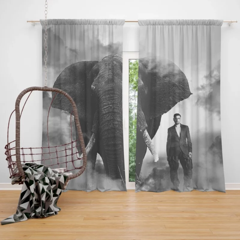 Elephant Grace in Smoke Majestic Wonder Curtain