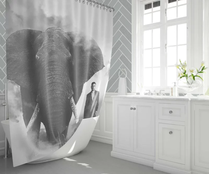 Elephant Grace in Smoke Majestic Wonder Shower Curtain 1