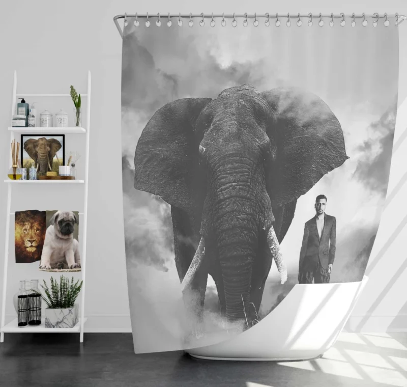 Elephant Grace in Smoke Majestic Wonder Shower Curtain