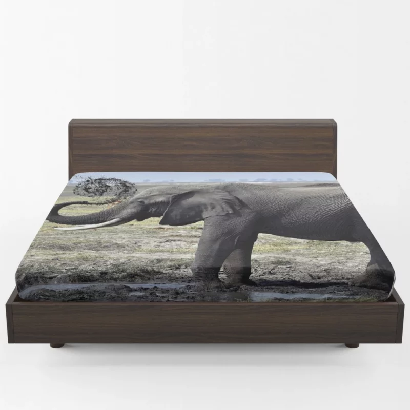 Elephant Playful Dirt Tossing Fitted Sheet