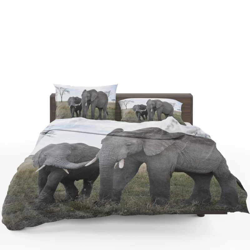 Elephants in Serengeti National Park African Majesty Bedding Set