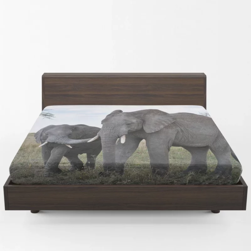 Elephants in Serengeti National Park African Majesty Fitted Sheet