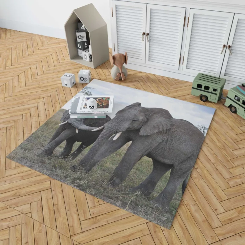 Elephants in Serengeti National Park African Majesty Rug 1