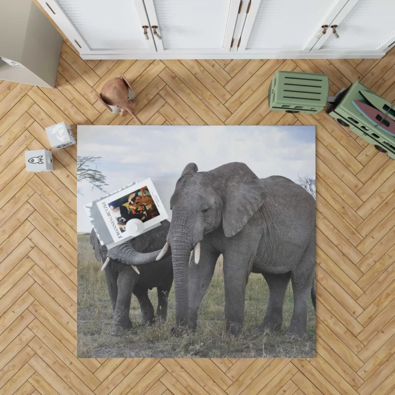 Elephants in Serengeti National Park African Majesty Rug