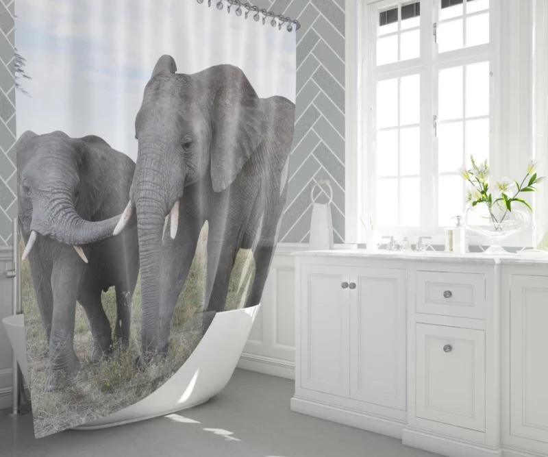 Elephants in Serengeti National Park African Majesty Shower Curtain 1