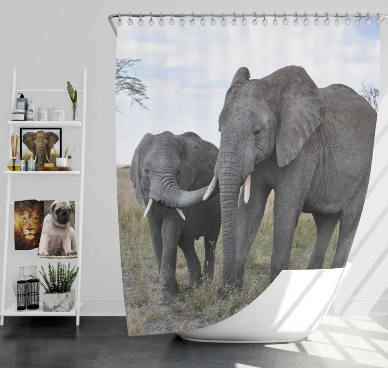 Elephants in Serengeti National Park African Majesty Shower Curtain