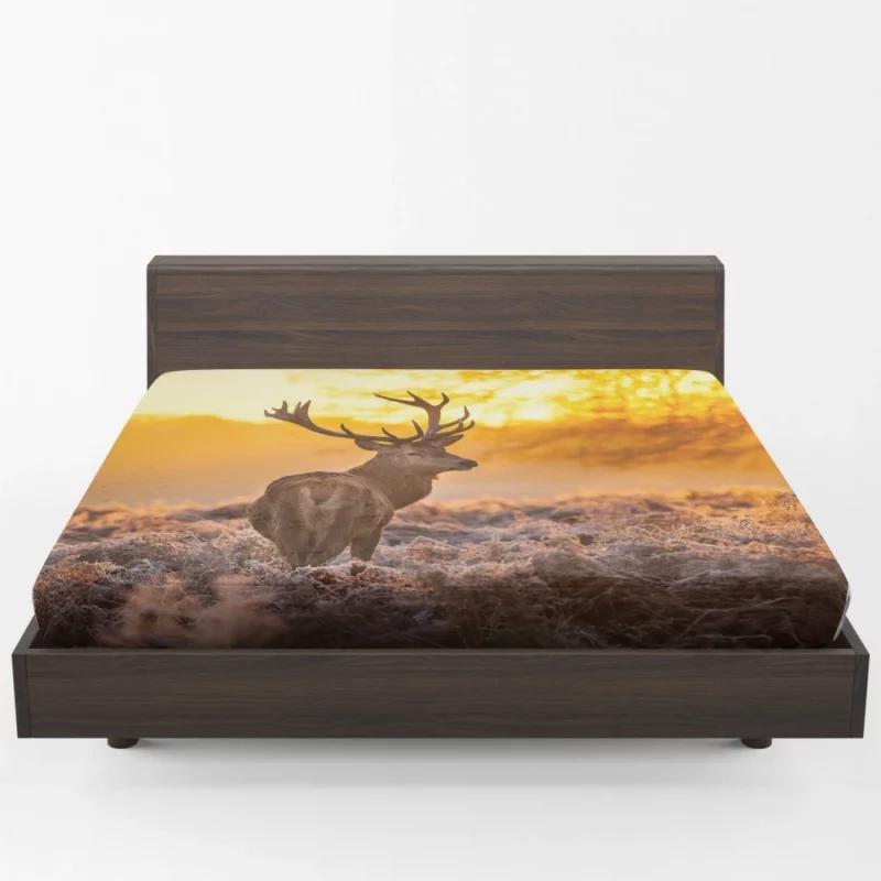 Elk Majestic Antlers Sunset Silhouette Fitted Sheet